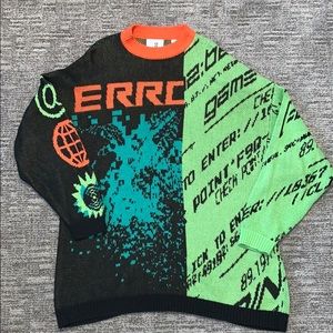 Unisex spliced graphic sweater